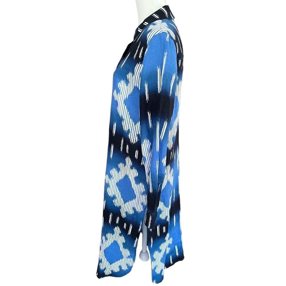 Chico’s Chicos Blue/White Linen Super Ikat Tunic,… - image 7
